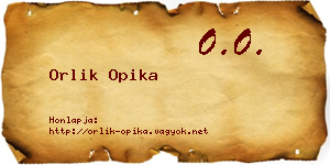 Orlik Opika névjegykártya